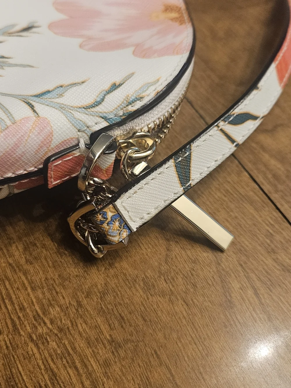 Kate Spade Floral Crossbody Bag - White with Coral and Pink Flowers - Picture 5 of 9